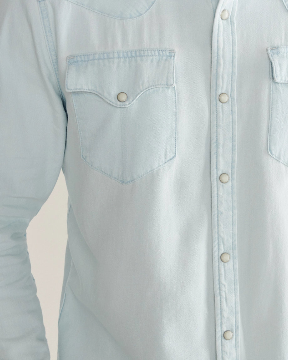 Men's Denim Long Sleeve Pearl Snap - Image 4