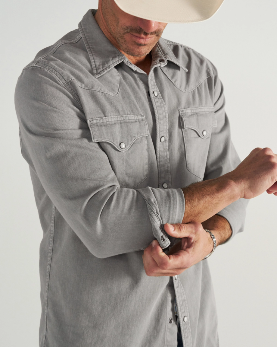 Men's Denim Long Sleeve Pearl Snap - Image 52