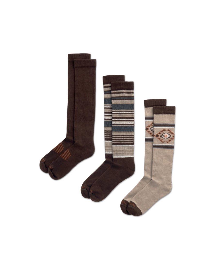 Over-the-Calf Plaid & Horseshoe Socks (3-Pack)