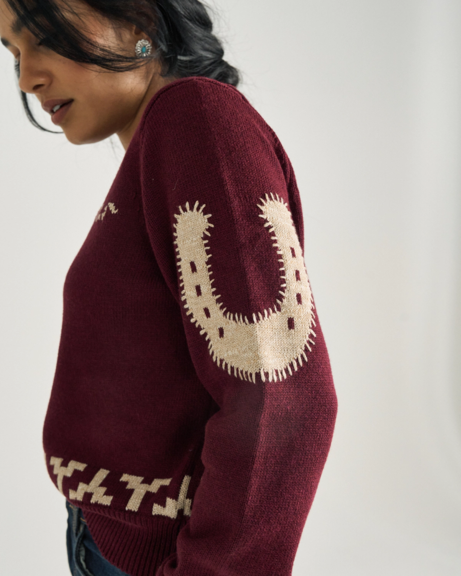 Women's Crew Neck Lucky Boots Sweater - Image 3