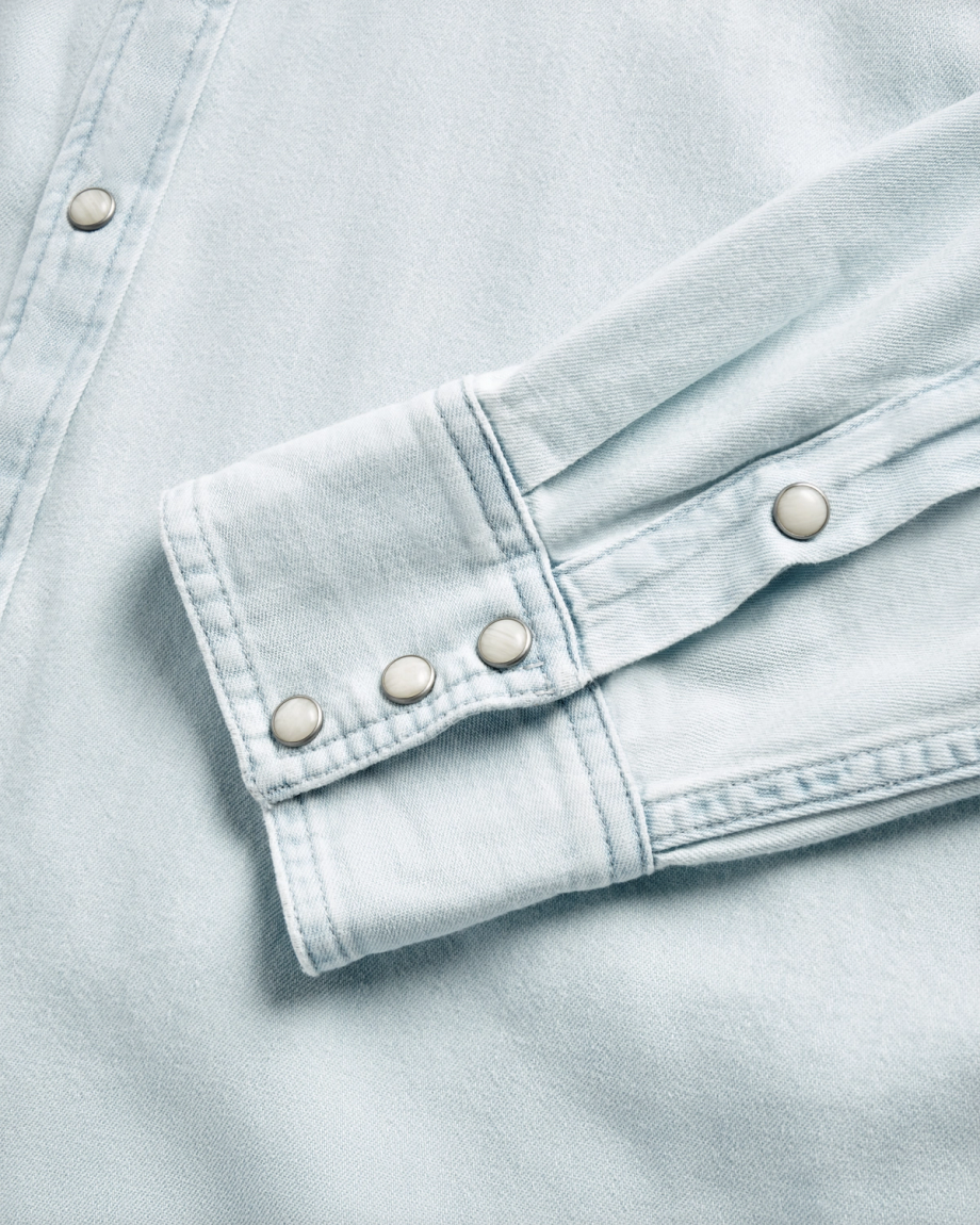 Men's Denim Long Sleeve Pearl Snap - Image 7