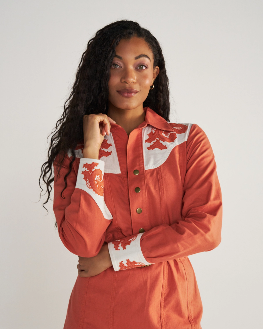 Women's Long Sleeve Applique Mini Dress - Image 4