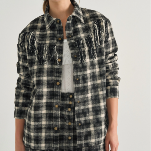 Women's Plaid Fringe Shacket
