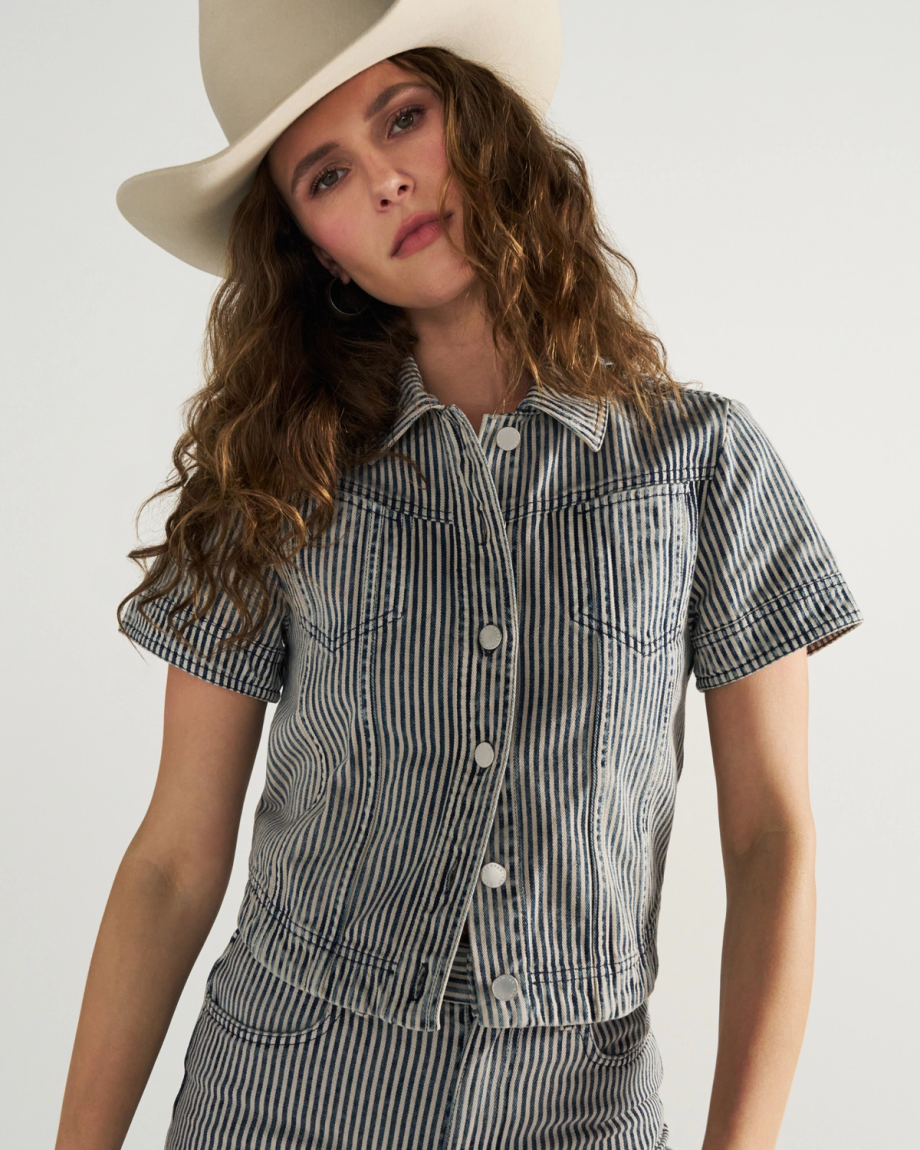 Women's Short Sleeve Denim Top - Image 8
