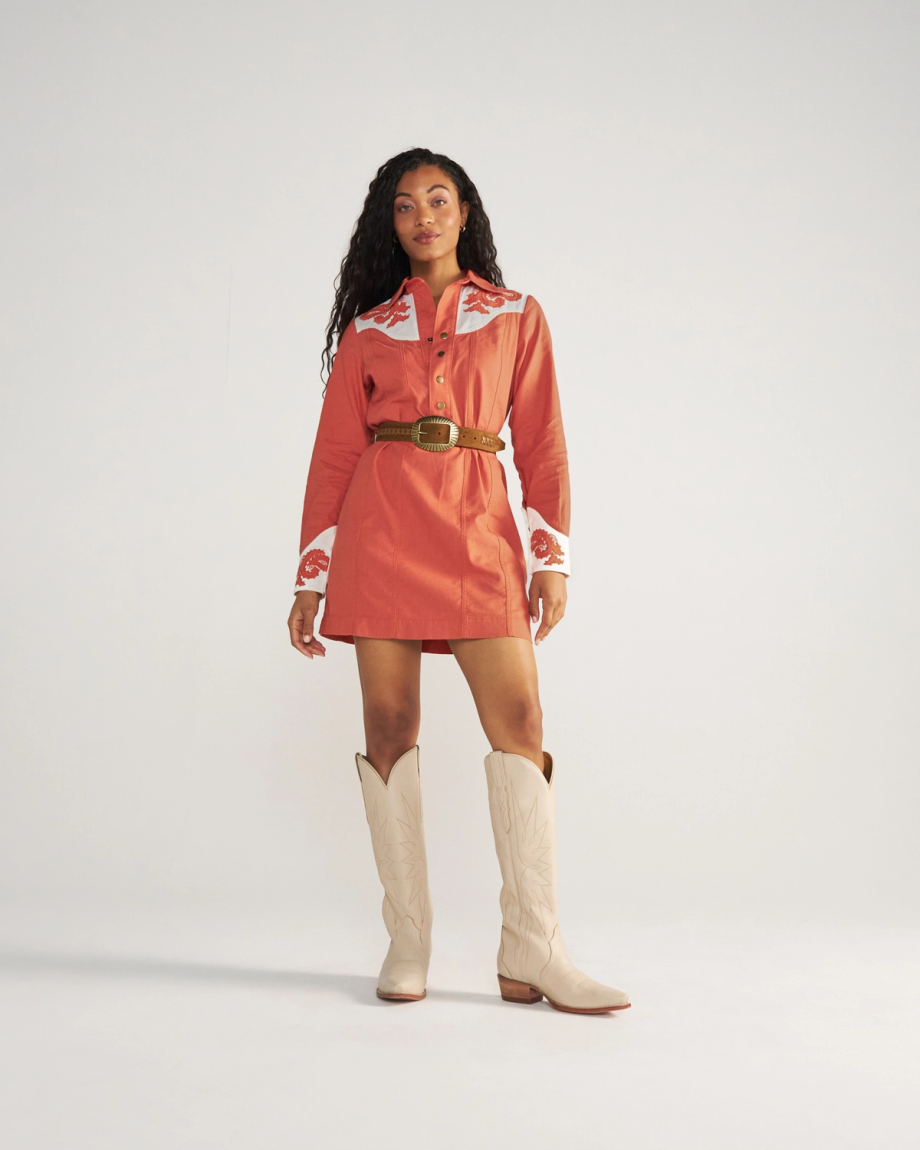 Women's Long Sleeve Applique Mini Dress