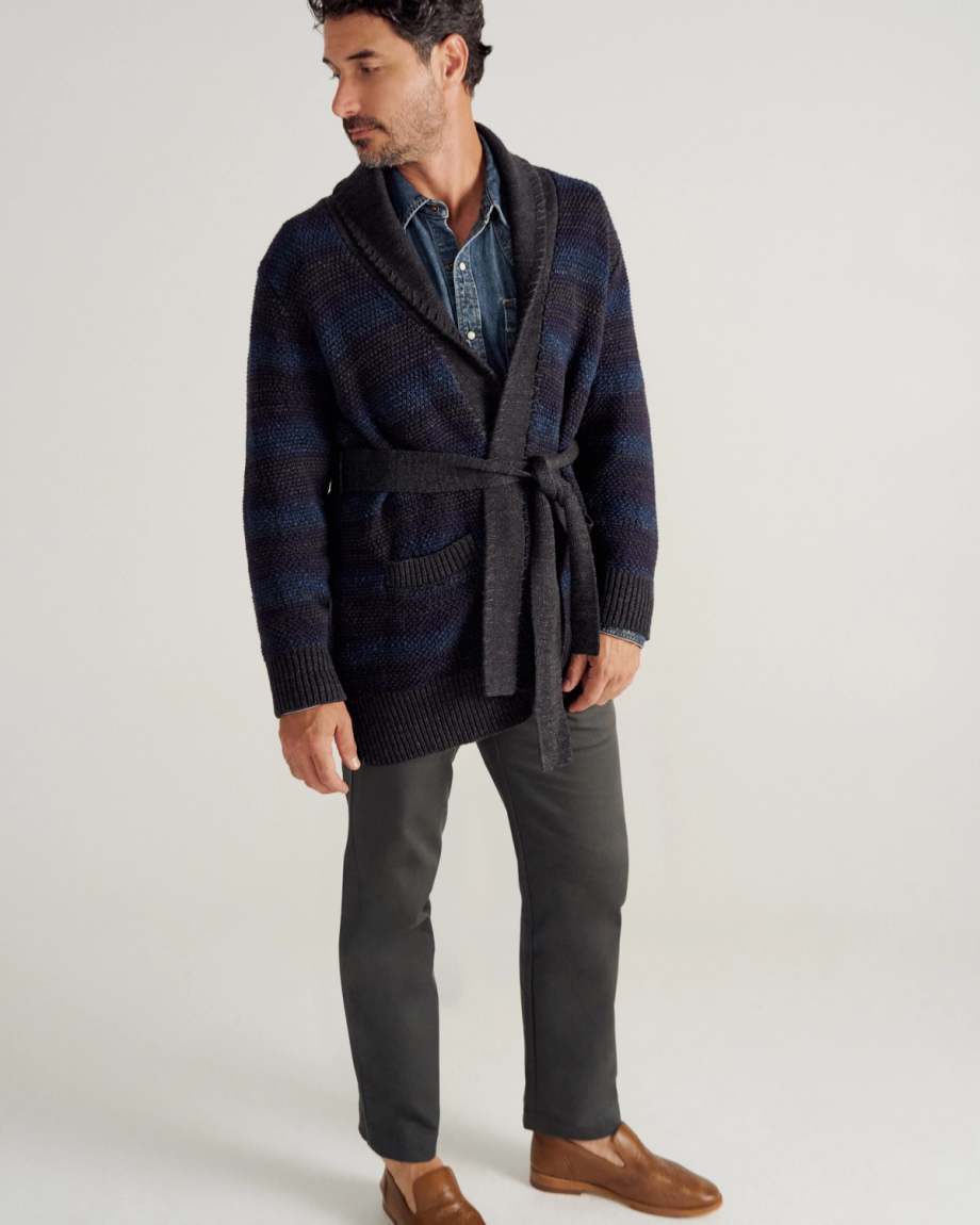Men's Shawl Collar Wrap Sweater - Image 4