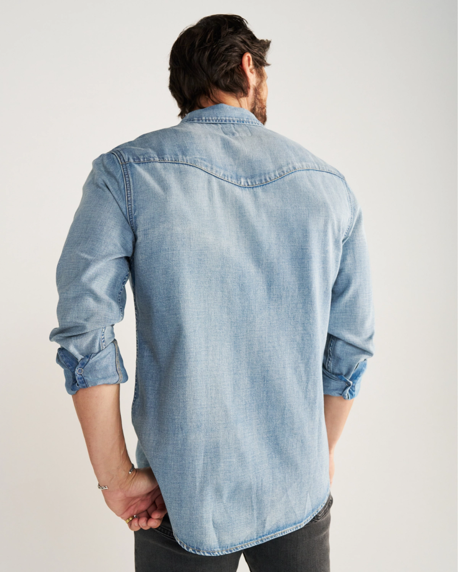 Men's Denim Long Sleeve Pearl Snap - Image 44