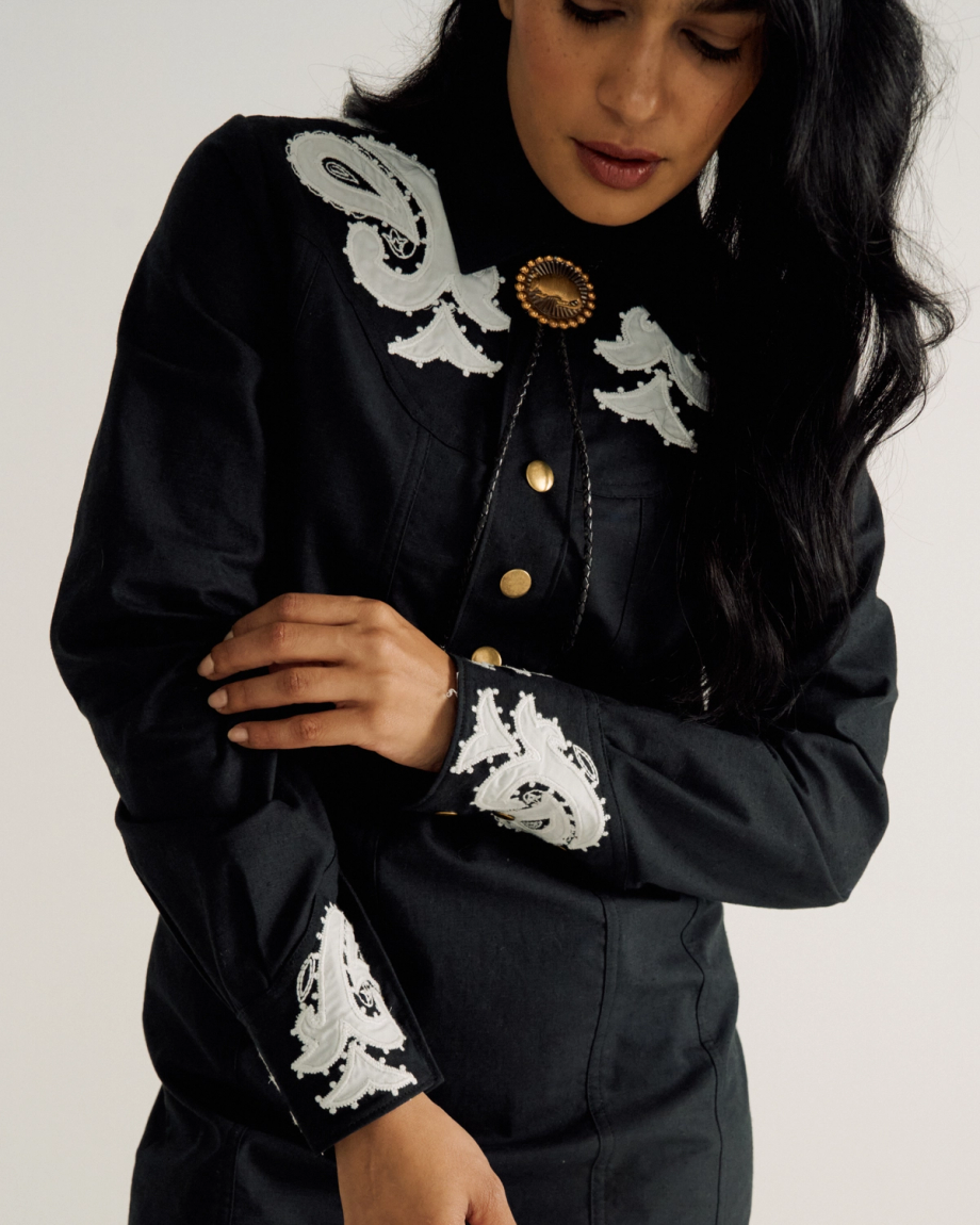 Women's Long Sleeve Applique Mini Dress - Image 13