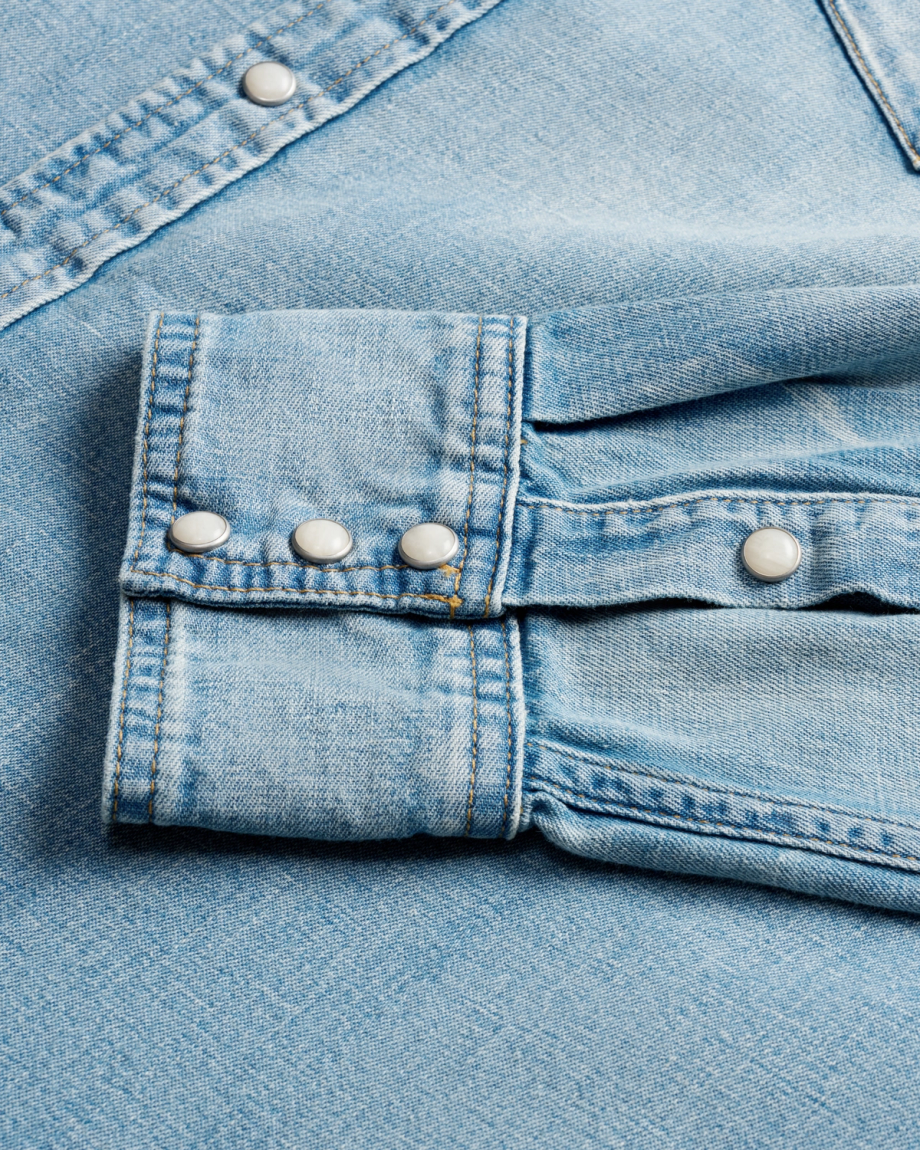 Men's Denim Long Sleeve Pearl Snap - Image 48