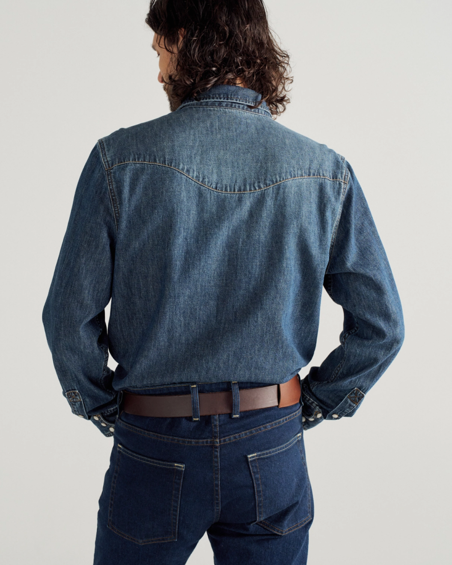 Men's Denim Long Sleeve Pearl Snap - Image 21
