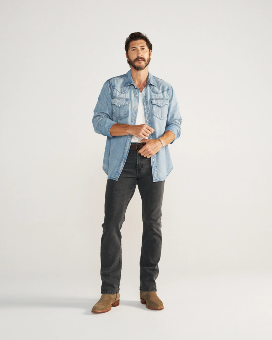 Men's Denim Long Sleeve Pearl Snap - Image 45